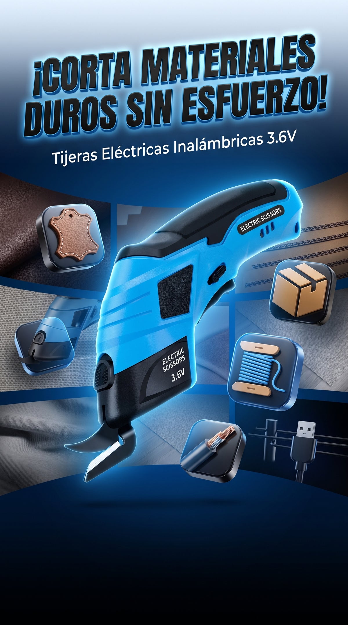 Tijeras Eléctricas Inalámbricas 3.6V - Corta cualquier material sin esfuerzo