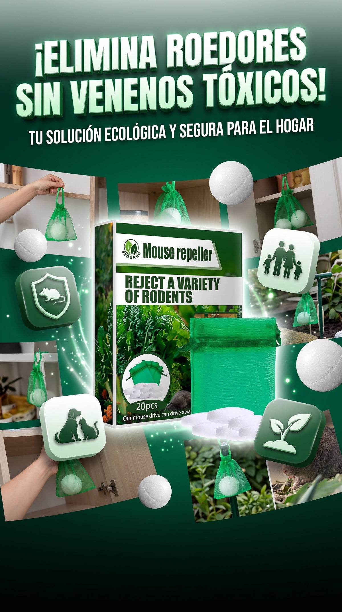 Repelente de Plagas Pastillas aromáticas ecológicas para repeler ratones, roedores y plagas sin veneno ni químicos tóxicos.