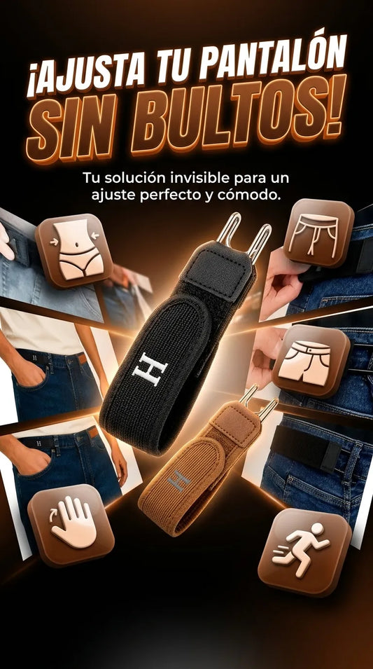 Ajustador de Cintura Elástico Sin Hebilla - Pack de clips invisibles para ajustar pantalones a tu medida exacta sin bultos ni presión.