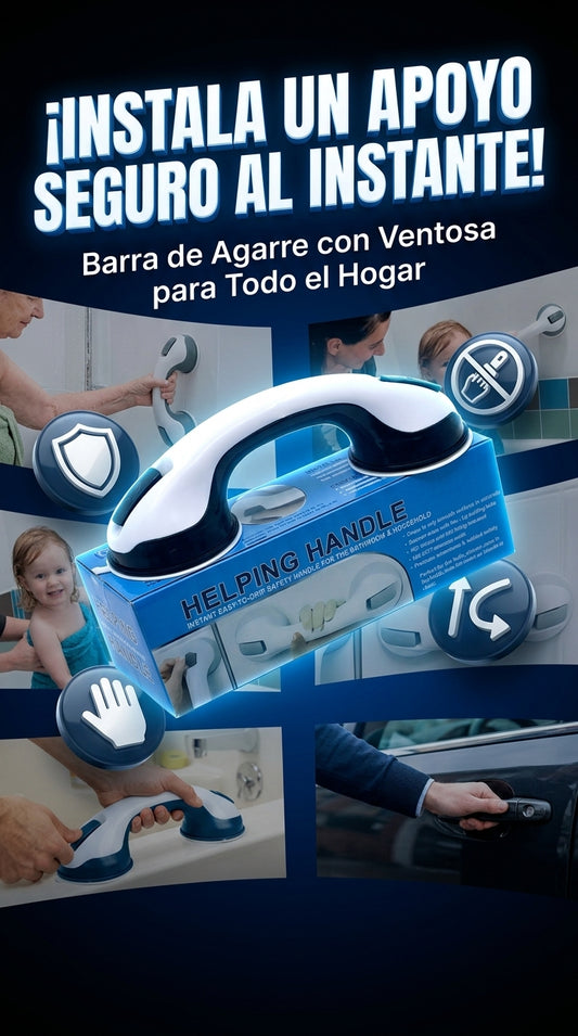Barra de Seguridad Helping Handle: apoyo y agarre antideslizante con ventosas al vacío
