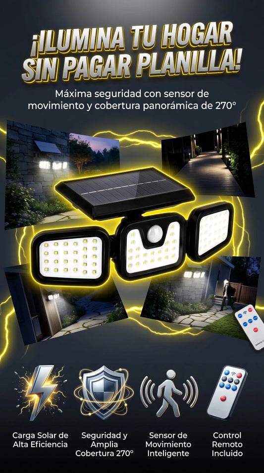 SolarGuard Pro 270° — Reflector Solar Ultra Potente con Sensor de Movimiento